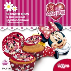 226217 Set 12 mini discuri de vafa cu Minnie Mouse d 4-5 cm Dekora